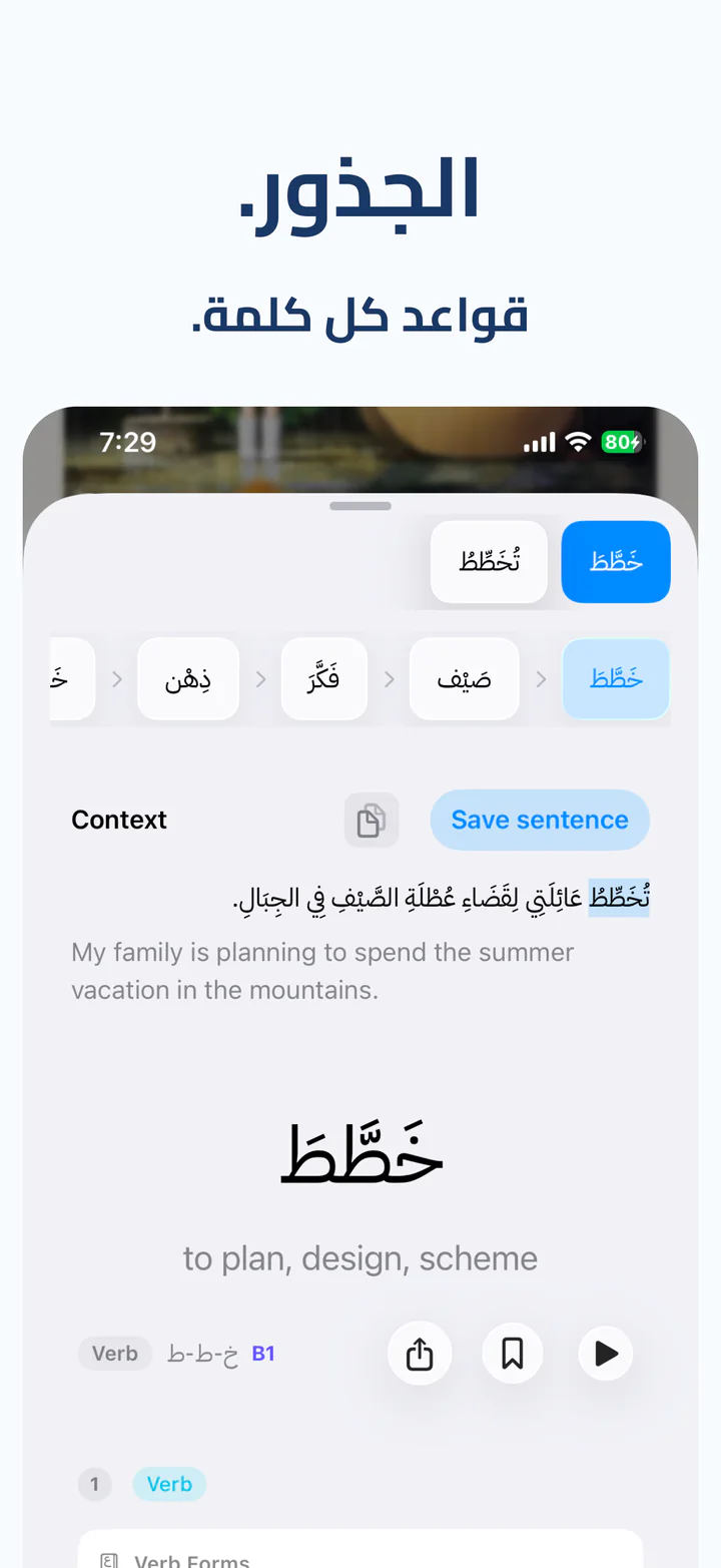 مادّة معجمية بالجذر والصيَغ والسياق
