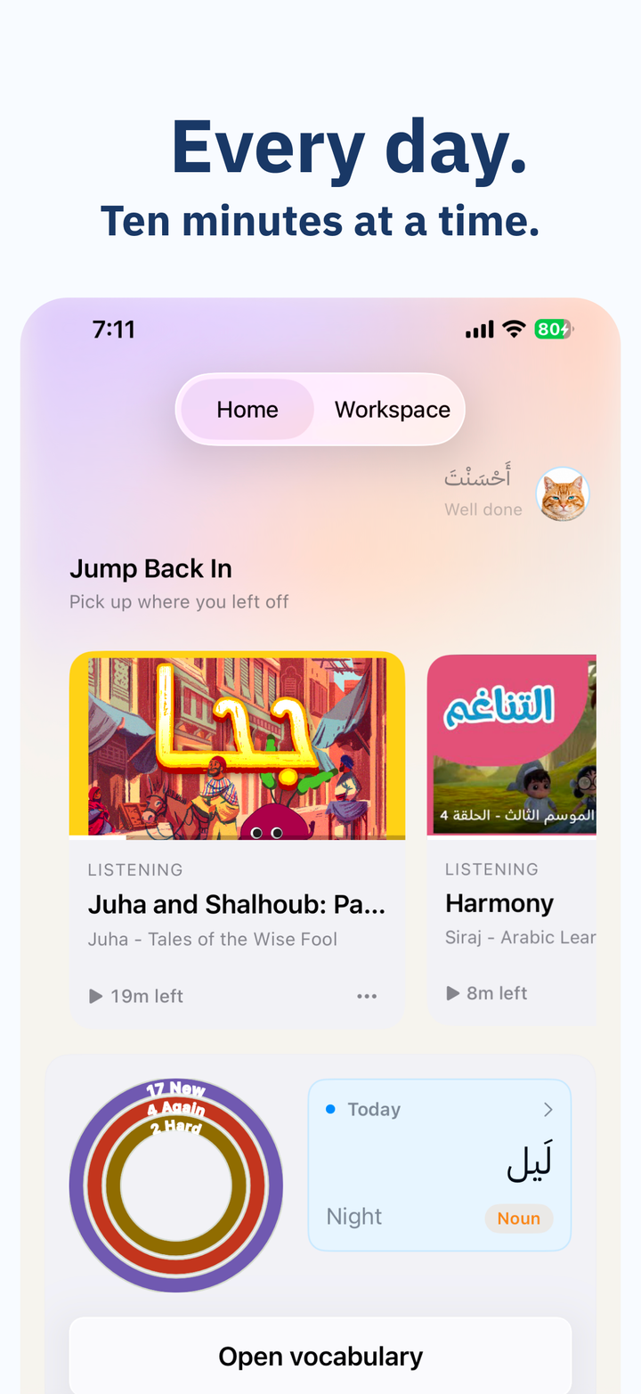 Start from today's Arabic.