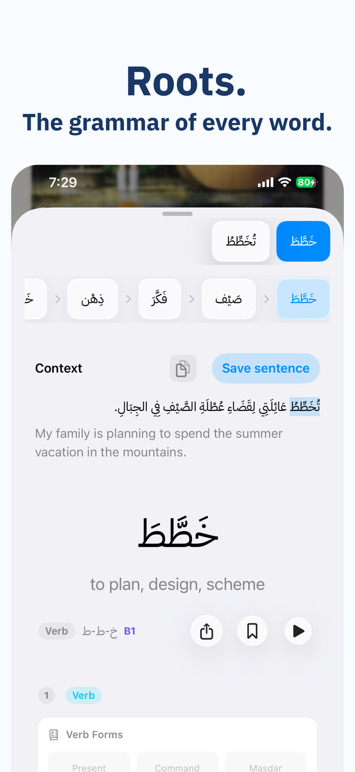 See Arabic roots and patterns.